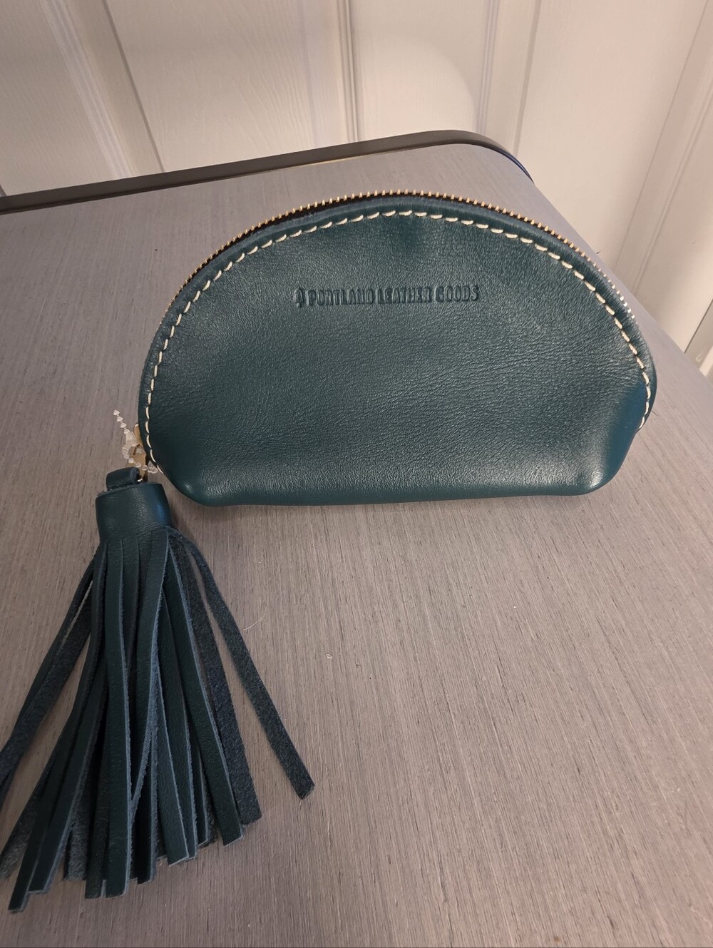Portland Leather Teal Leather Tassel Taco Pouch Peacock NEW